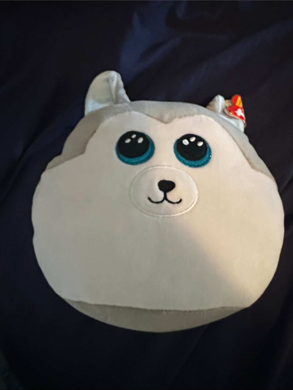 Ty Plush Husky Pillow - Gray and Teal Eyes